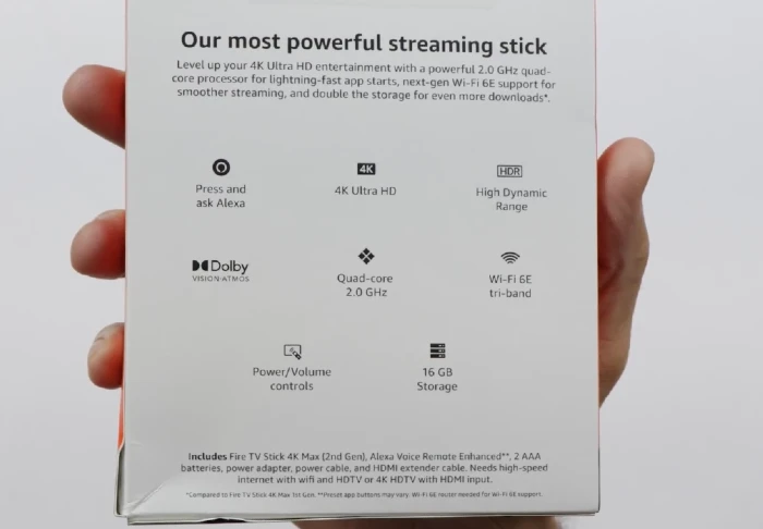 Amazon Fire TV Stick 4K Max packaging back side