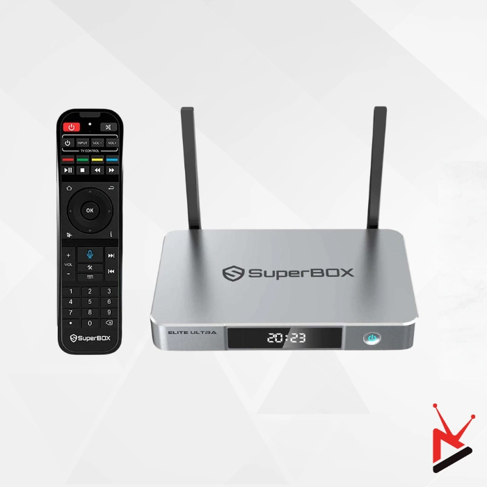 Superbox Elite Ultra 6K streaming box with remote