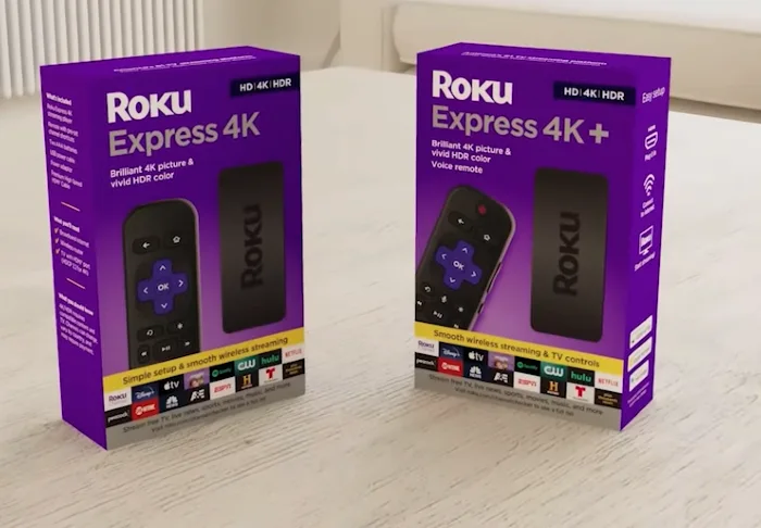 Roku Express 4K plus showing packaging