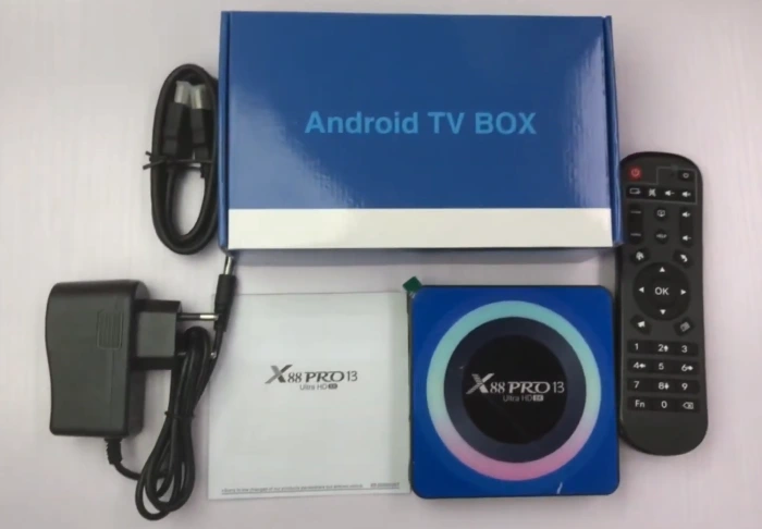 X88 Pro 13 Ultra HD Android TV Box unboxed items